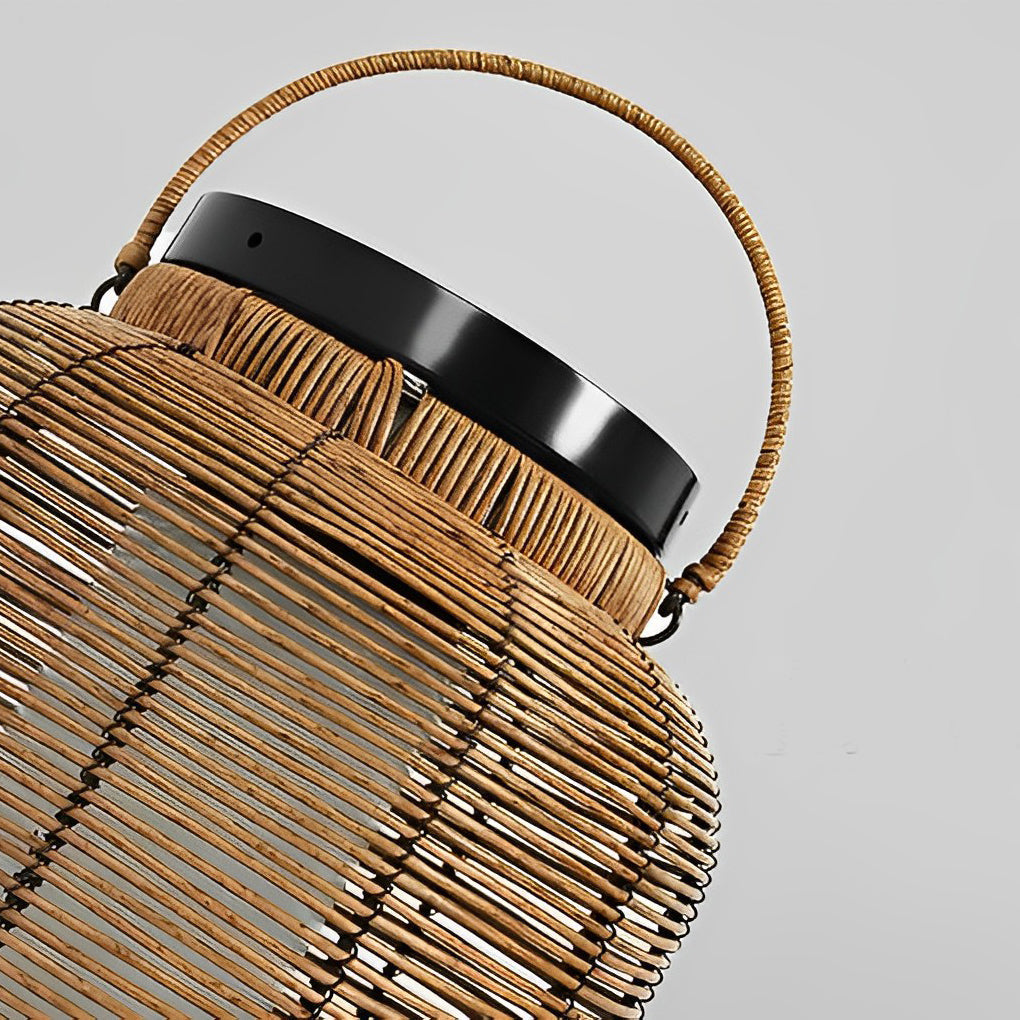 Outdoor Rattan Lanterns Portable LED Waterproof Solar Light