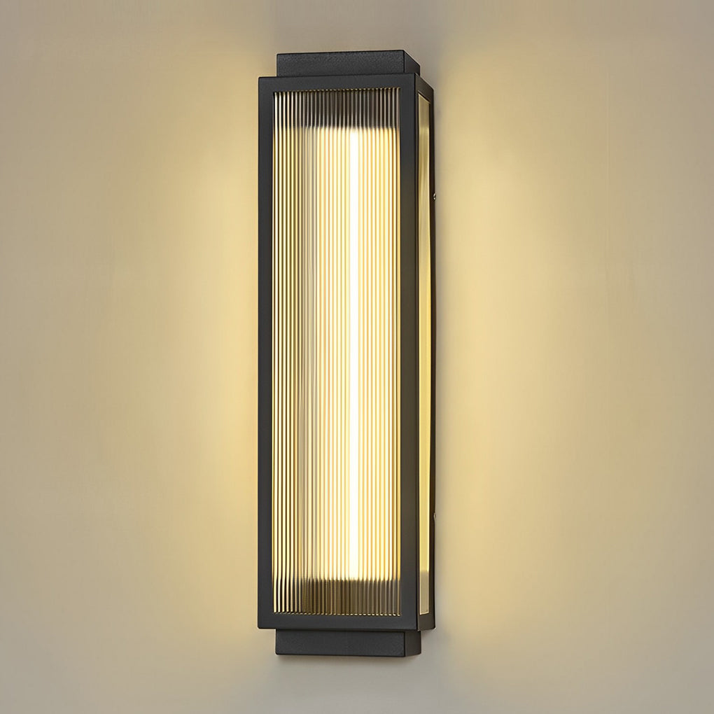 Reeded Glass Light Rectangular LED Modern Outdoor Wall Light
