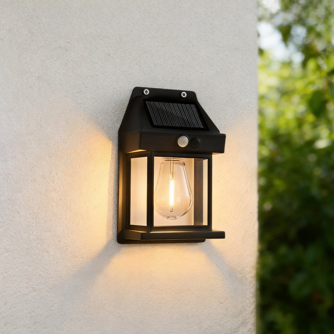 Wall Mount Solar Lantern Tungsten Bulb Motion Sensor Light