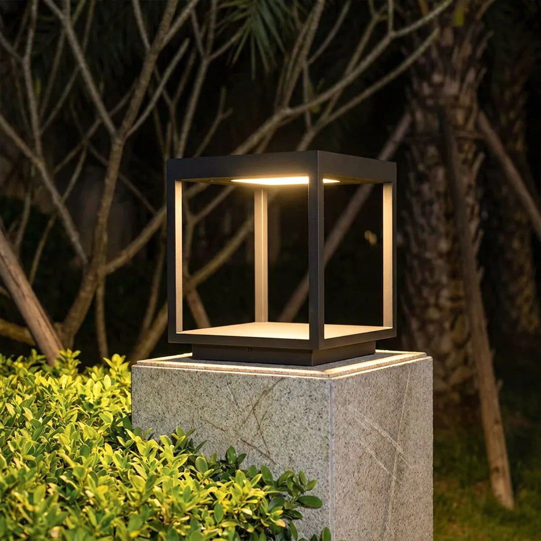 Concrete Pillar Lights Modern Open-Frame Square LED Light