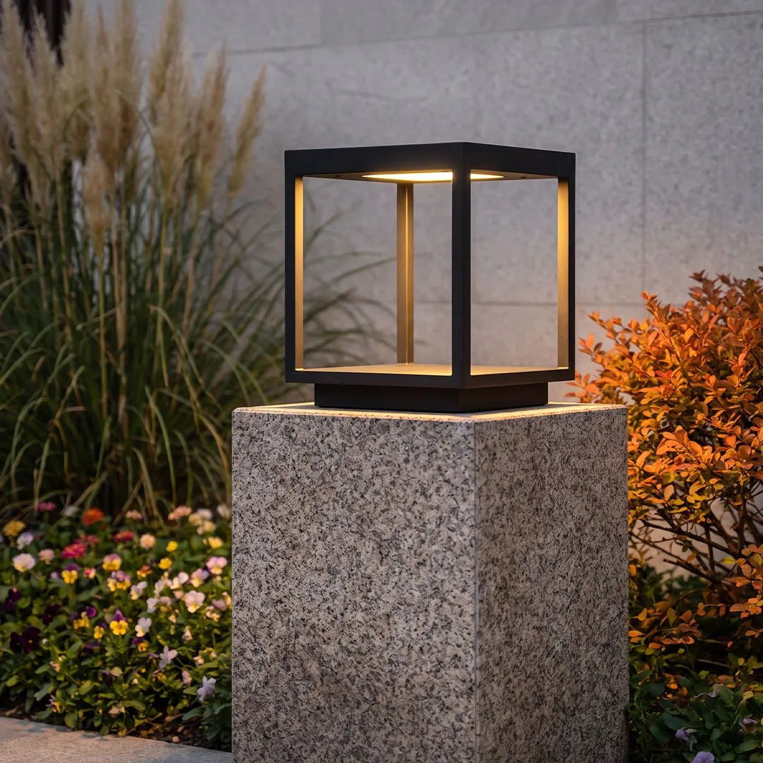Concrete Pillar Lights Modern Open-Frame Square LED Light