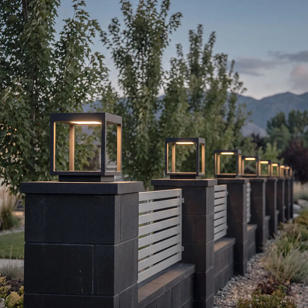 Concrete Pillar Lights Modern Open-Frame Square LED Light