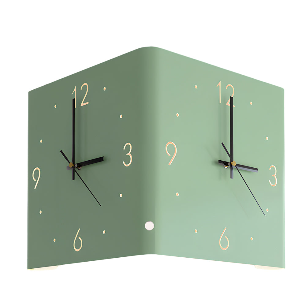 Wall Clock Lamp Modern Square Backlit Metal Light