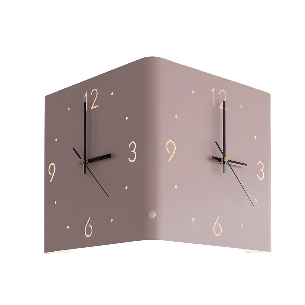 Wall Clock Lamp Modern Square Backlit Metal Light