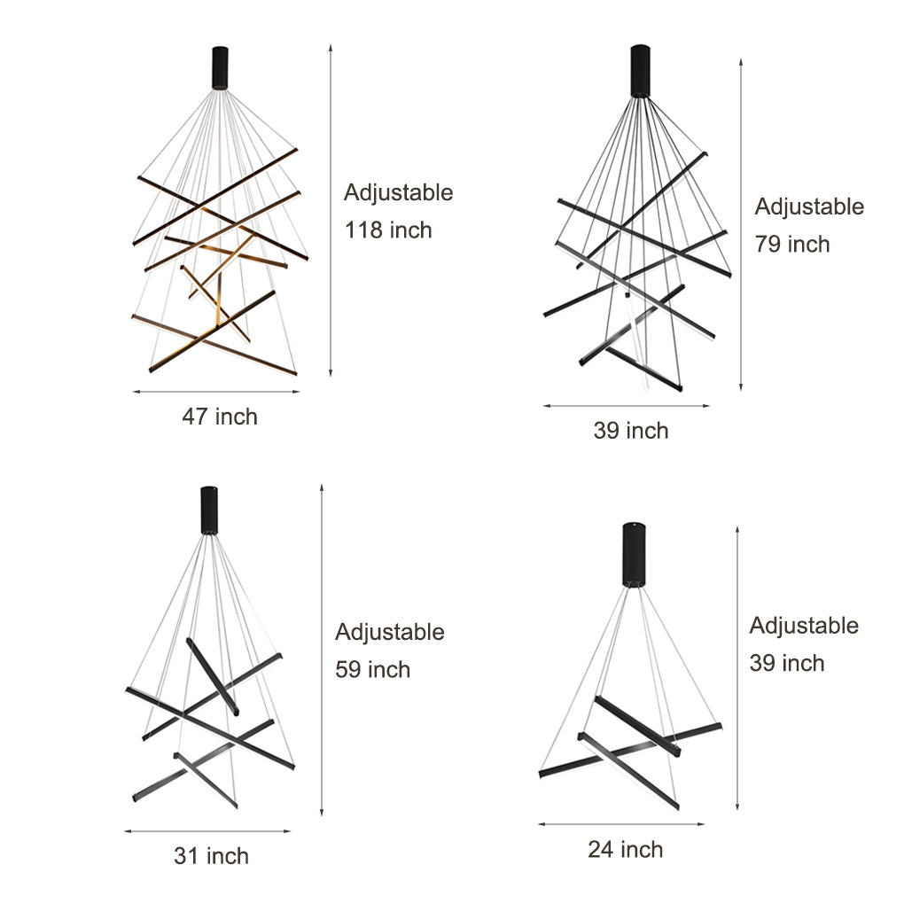 Criss Linear Chandelier Modern LED Black Ceiling Light