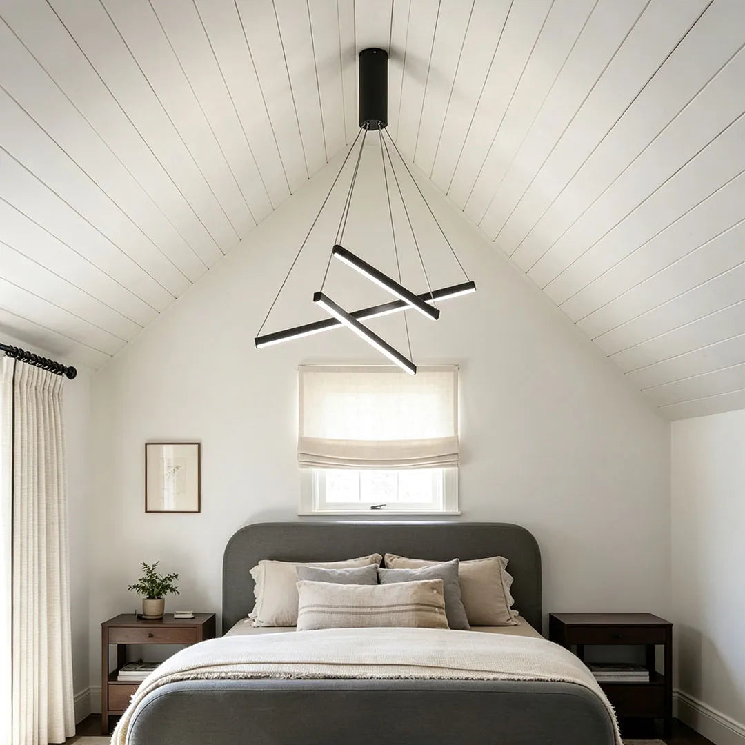 Criss Linear Chandelier Modern LED Black Ceiling Light