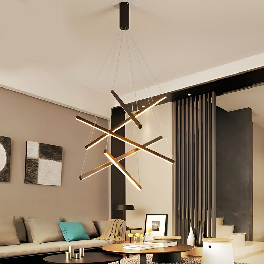 Criss Linear Chandelier Modern LED Black Ceiling Light