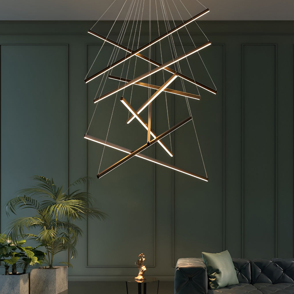 Criss Linear Chandelier Modern LED Black Ceiling Light