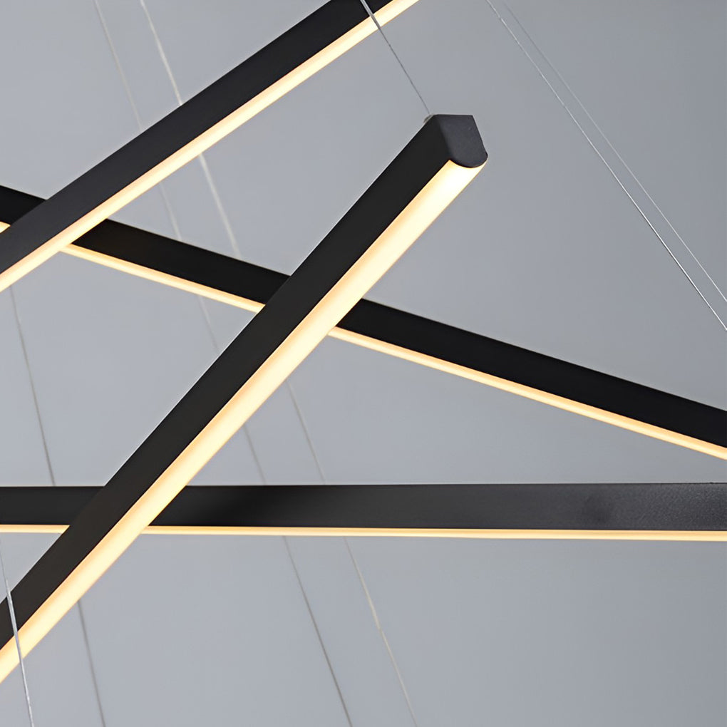 Criss Linear Chandelier Modern LED Black Ceiling Light