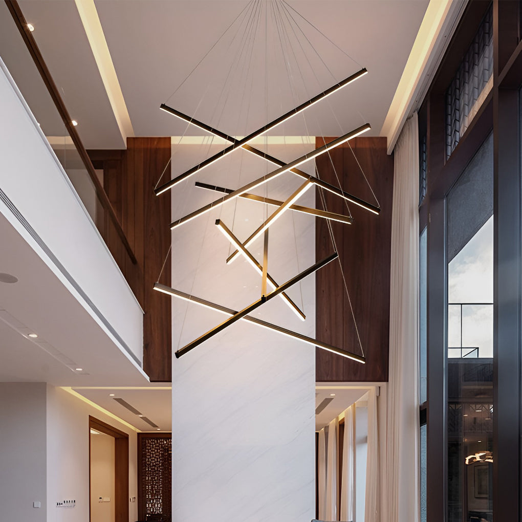 Criss Linear Chandelier Modern LED Black Ceiling Light