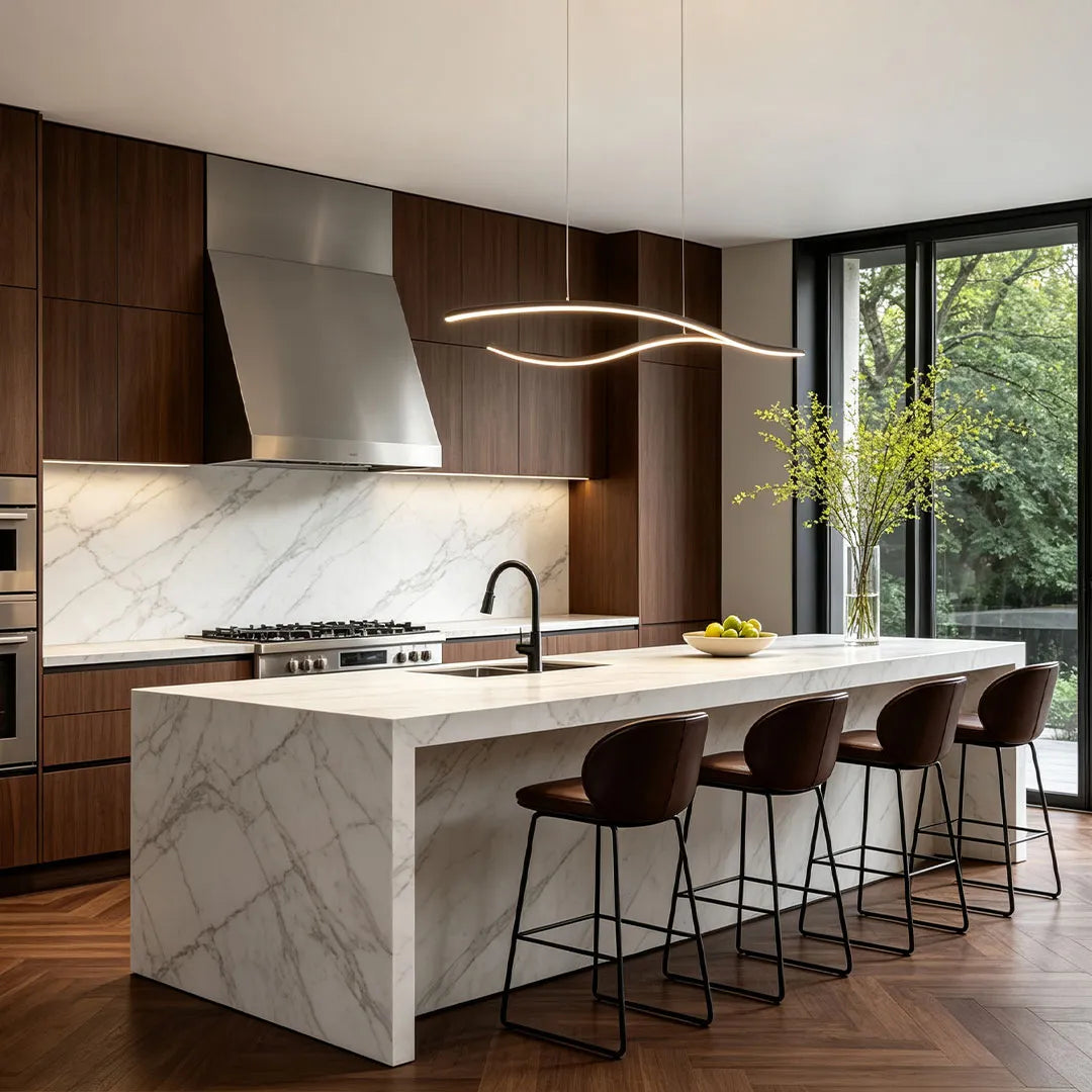 Curved LED Pendant Light Wavy LED Metal Ceiling Light