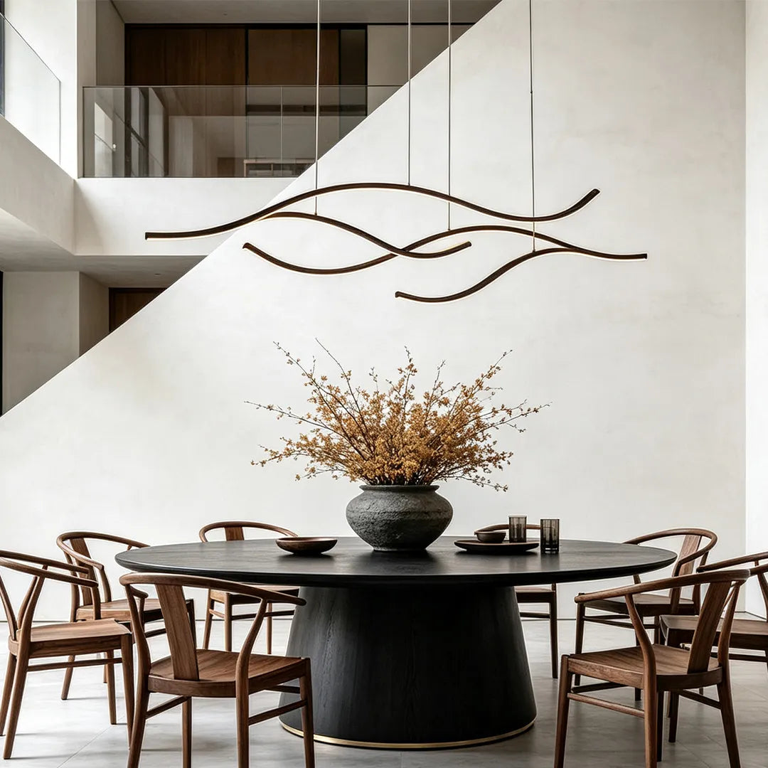 Curved LED Pendant Light Wavy LED Metal Ceiling Light