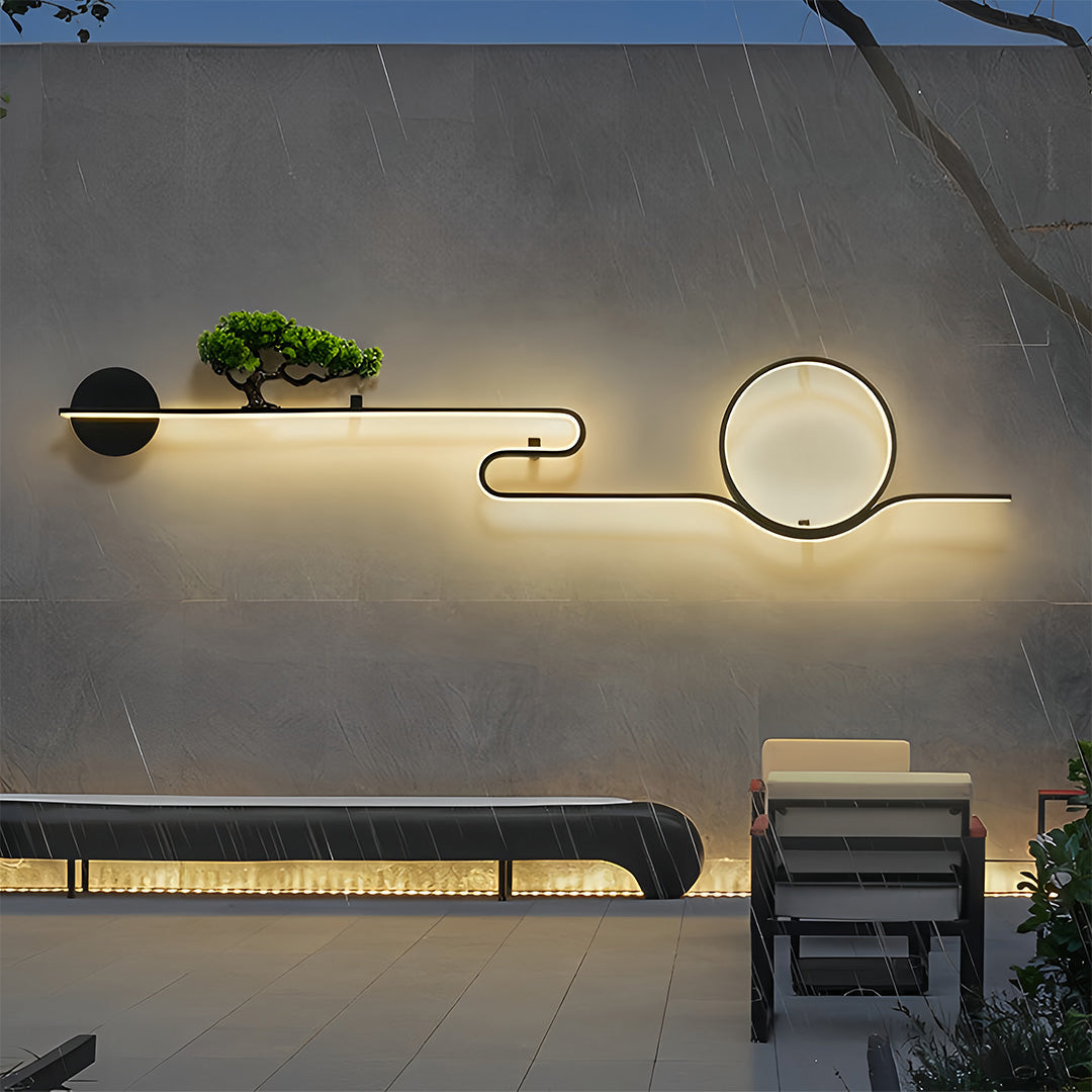 Outdoor Wall Lights Retro Tree Landscape Waterproof LED Wall Sconce