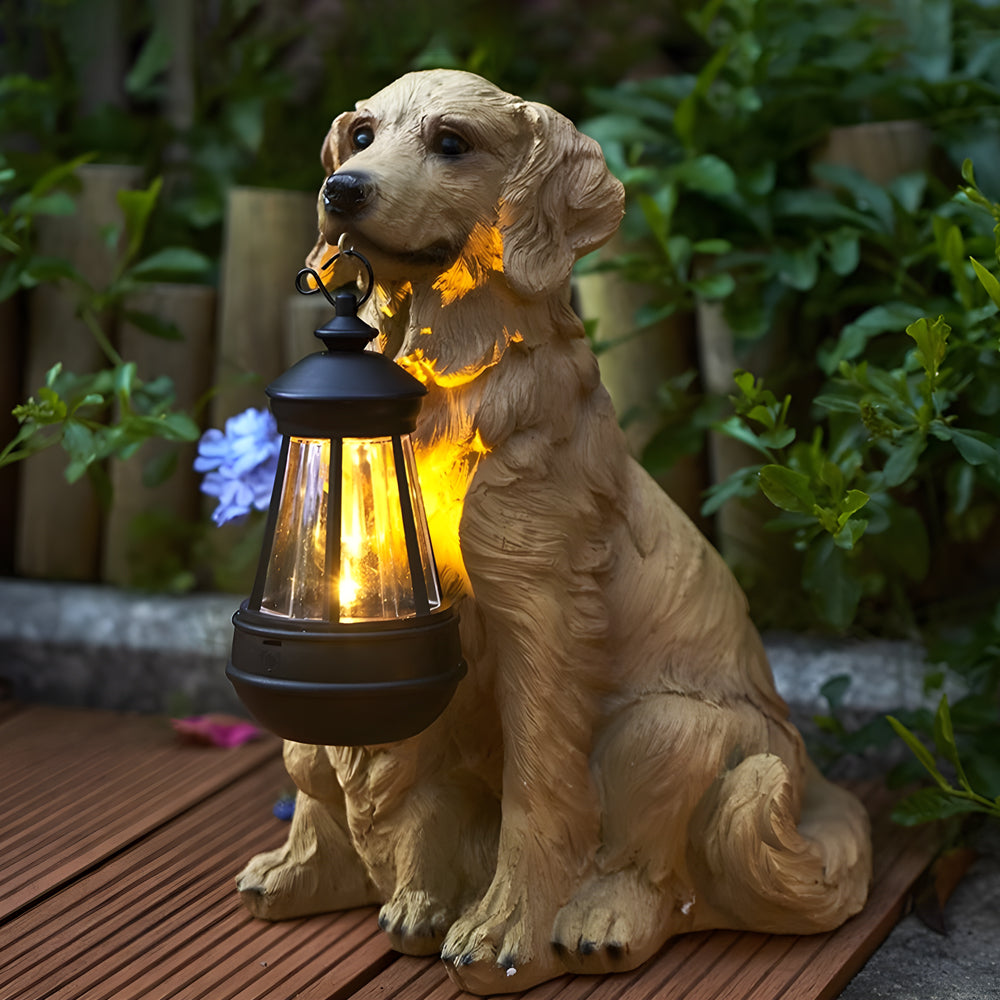 Dog Solar Light Statue Modern Resin Landscape Light