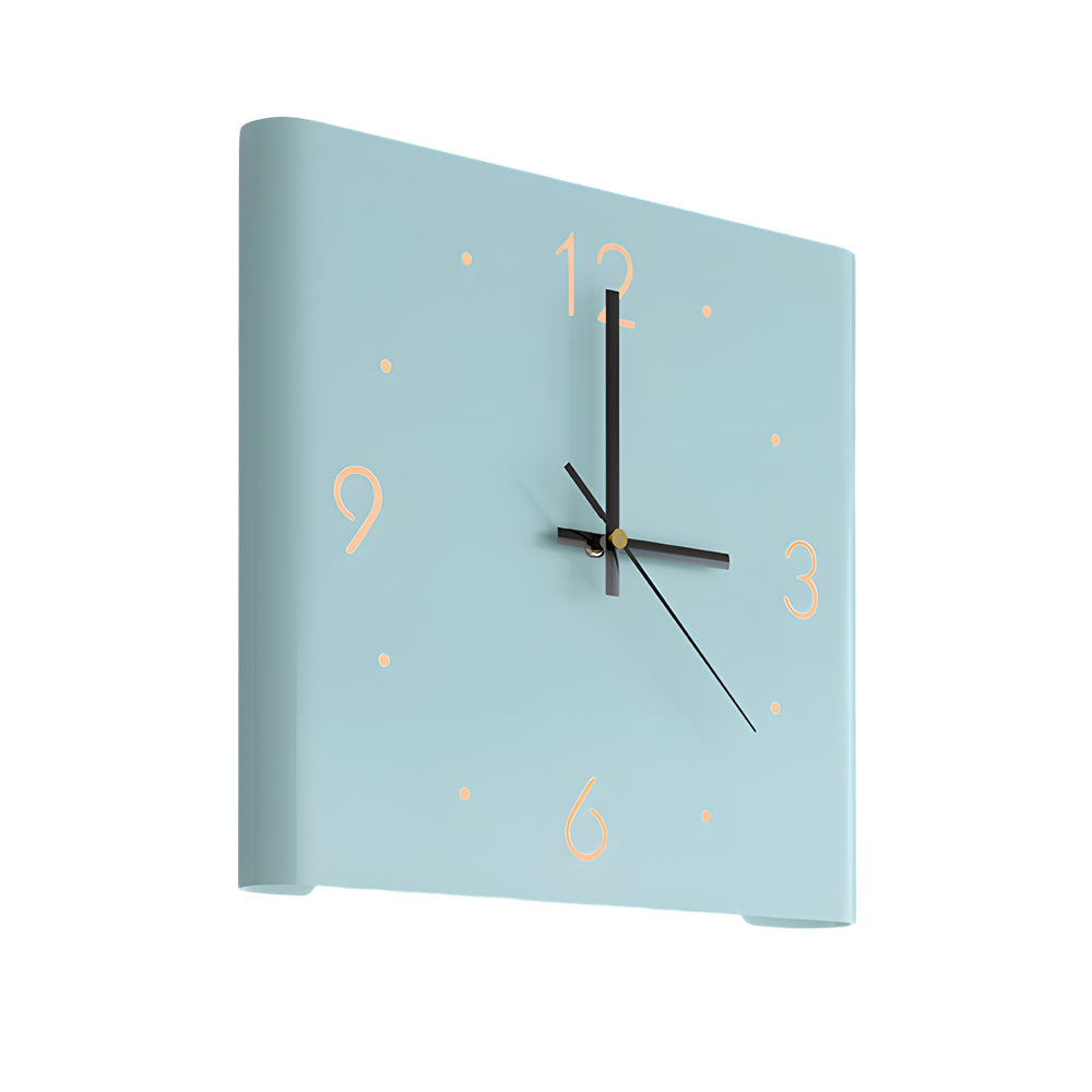 Wall Clock Lamp Modern Square Backlit Metal Light