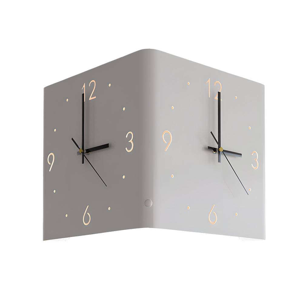 Wall Clock Lamp Modern Square Backlit Metal Light