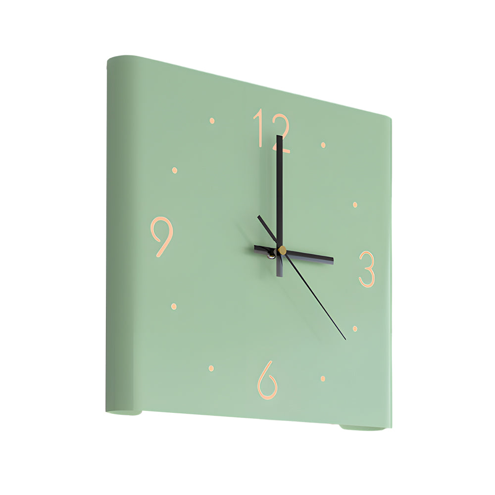 Wall Clock Lamp Modern Square Backlit Metal Light