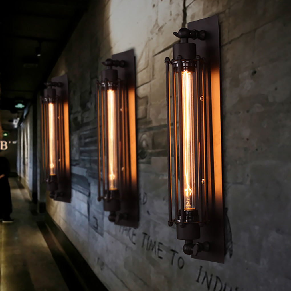 Vintage Industrial Wall Sconce Black Iron Linear Lamp