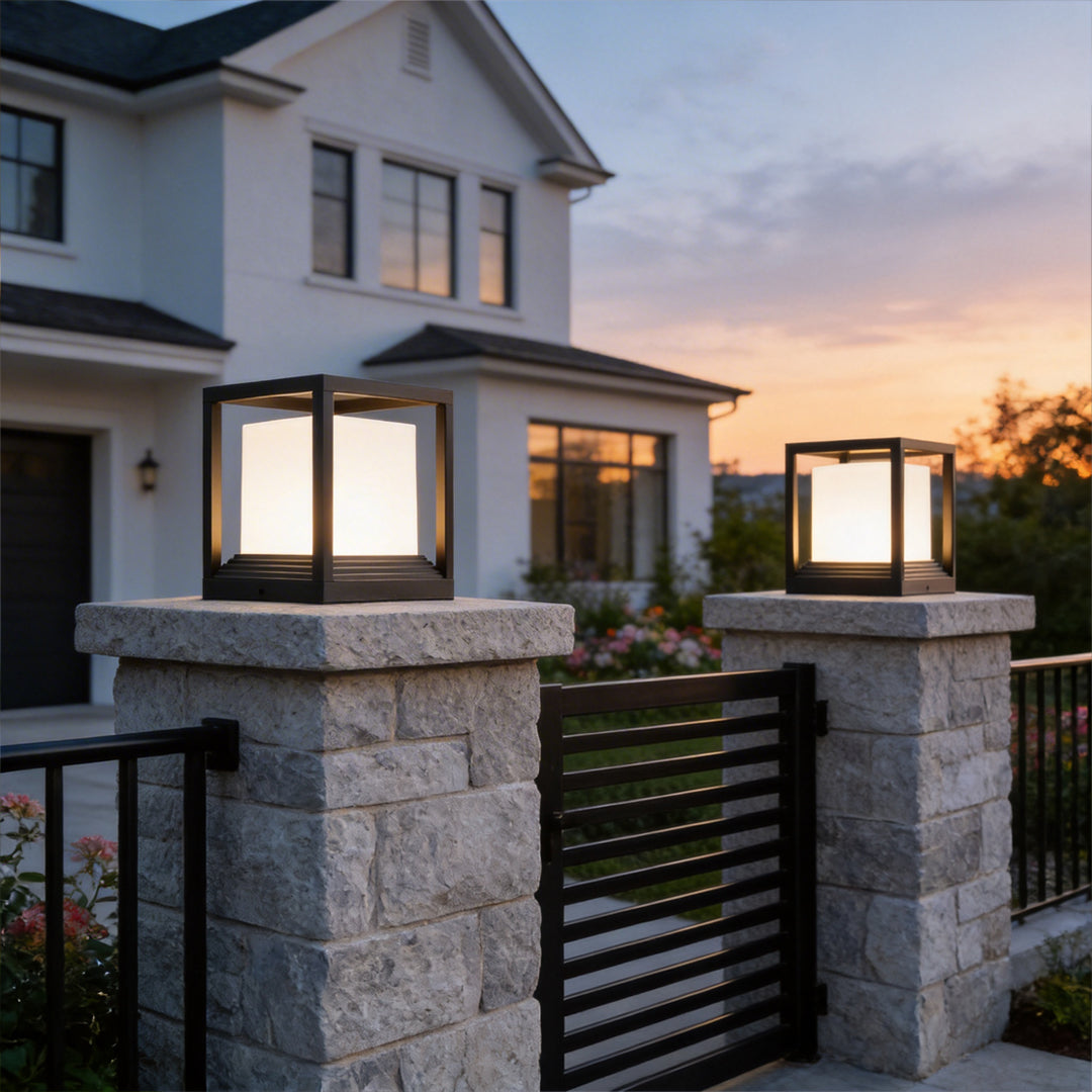 Garden Pedestal Lights Minimalist Square Waterproof LED Light