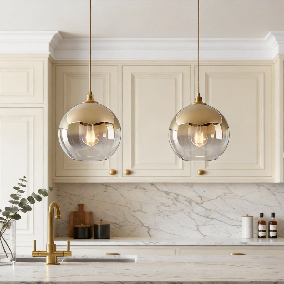 Glass Round Pendant Light Modern Single-Ball Ceiling Light