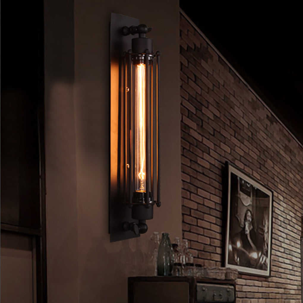 Vintage Industrial Wall Sconce Black Iron Linear Lamp