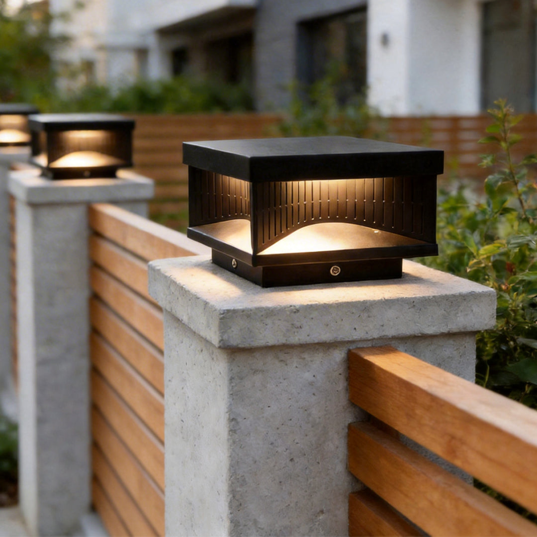 Square Outdoor Pillar Lights Stripe Decorative LED Light