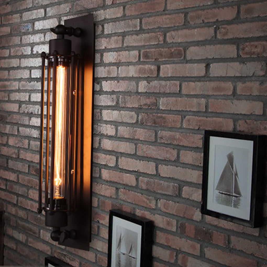 Vintage Industrial Wall Sconce Black Iron Linear Lamp