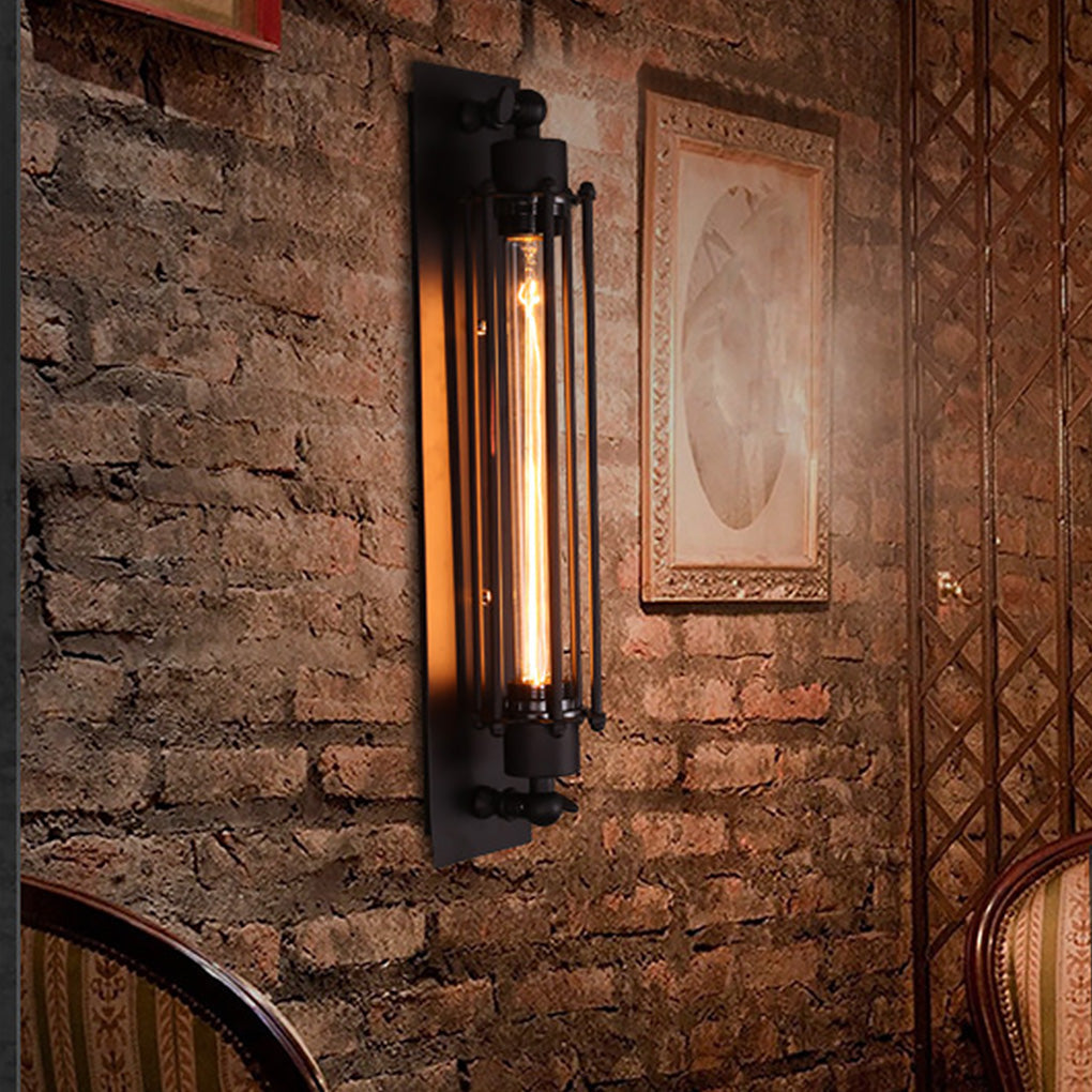 Vintage Industrial Wall Sconce Black Iron Linear Lamp