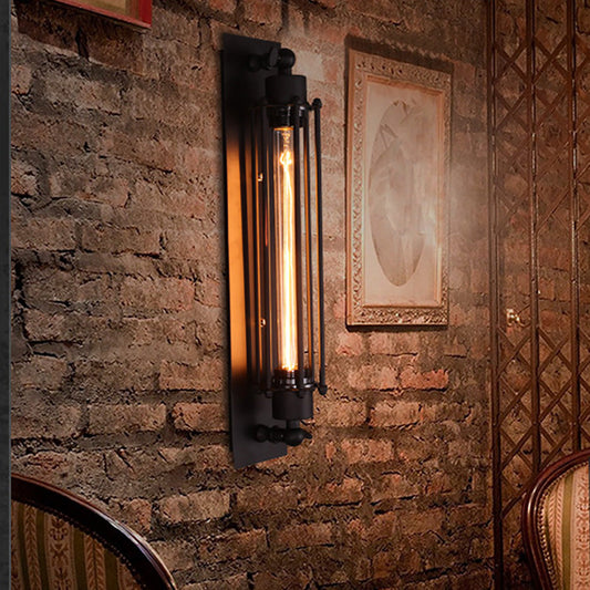 Vintage Industrial Wall Sconce Black Iron Linear Lamp
