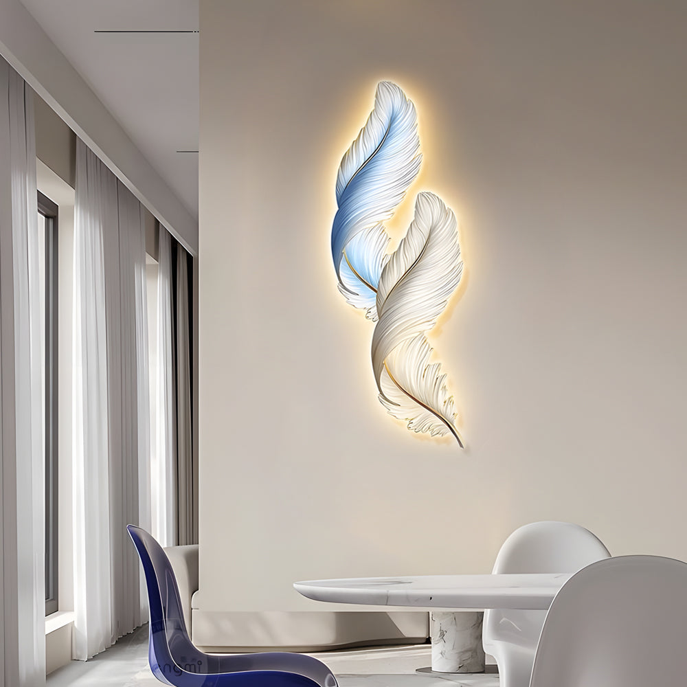 Feather Wall Decor Light Backlit Feather Art Wall Lamp With Remote