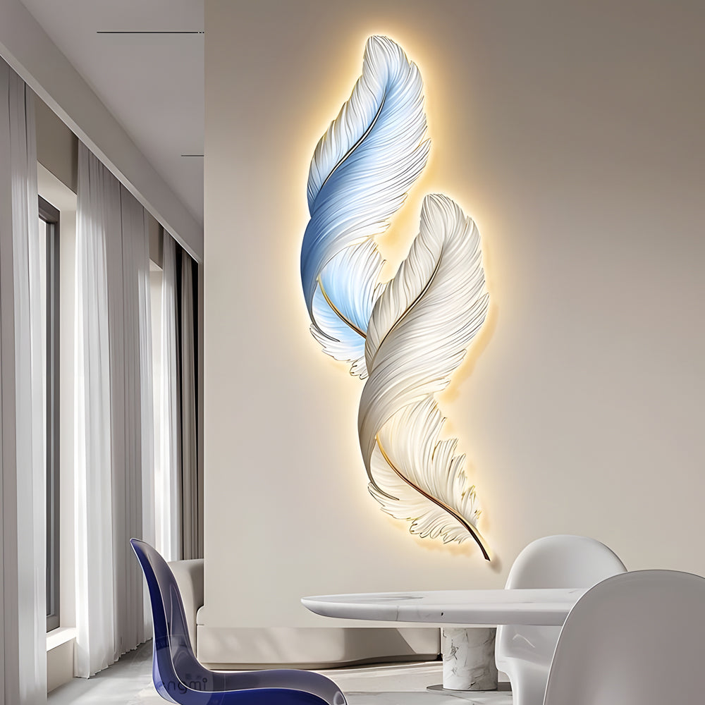 Feather Wall Decor Light Backlit Feather Art Wall Lamp With Remote