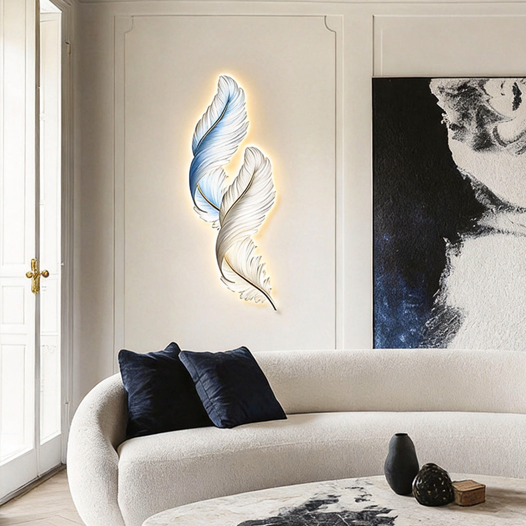 Feather Wall Decor Light Backlit Feather Art Wall Lamp With Remote