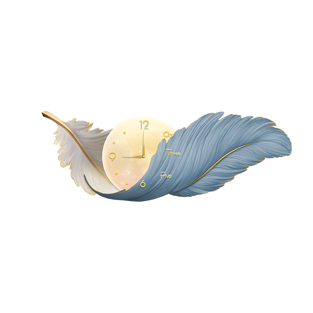 Feather Wall Lamp Modern Art Clock LED Decoration Light