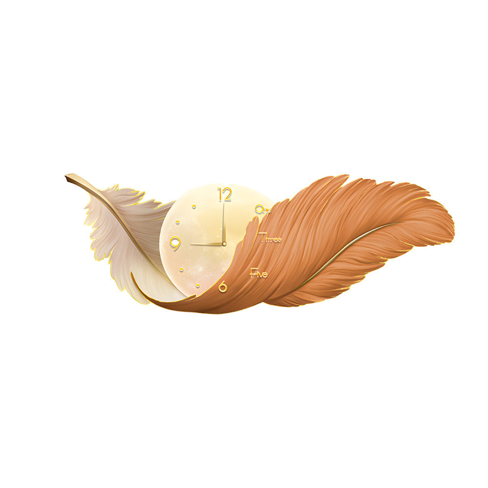 Feather Wall Lamp Modern Art Clock LED Decoration Light