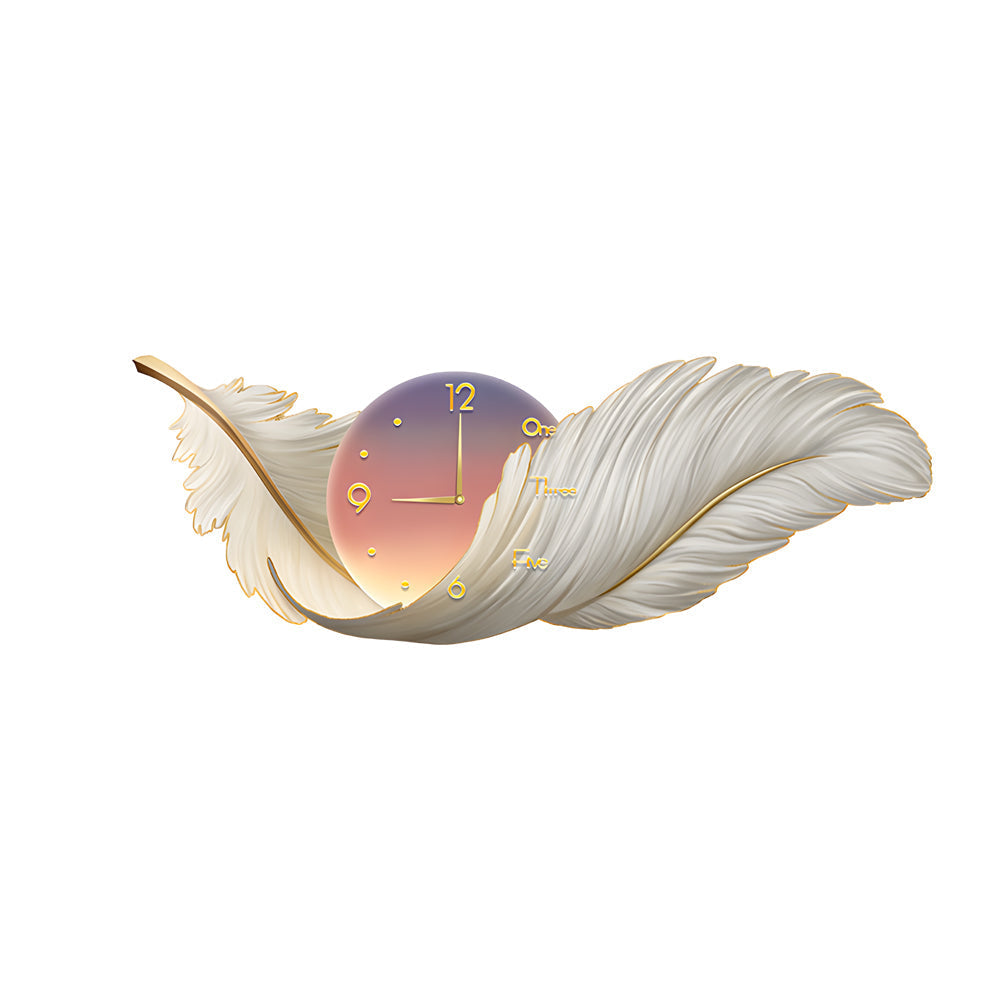 Feather Wall Lamp Modern Art Clock LED Decoration Light
