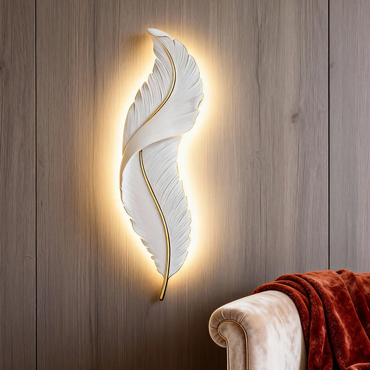 Feather Wall Light Modern Luxury LED White Resin Art Corridor Lamp