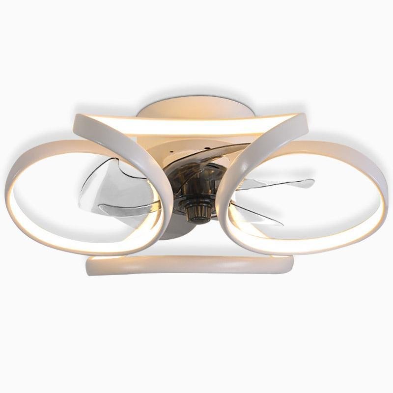Flower Ceiling Fan with Light Modern LED Recessed Light