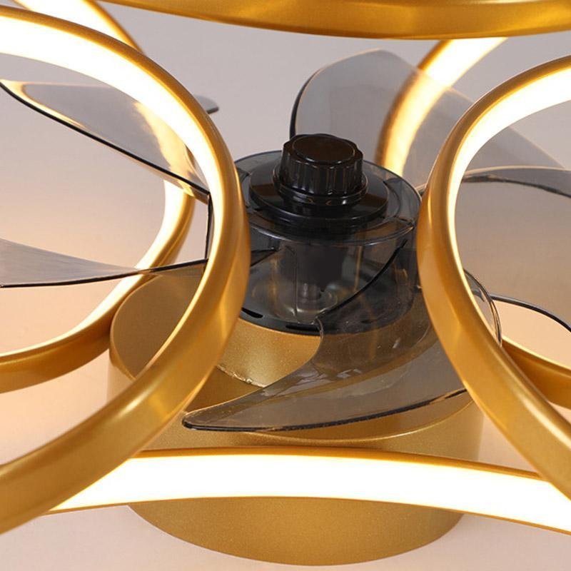 Flower Ceiling Fan with Light Modern LED Recessed Light