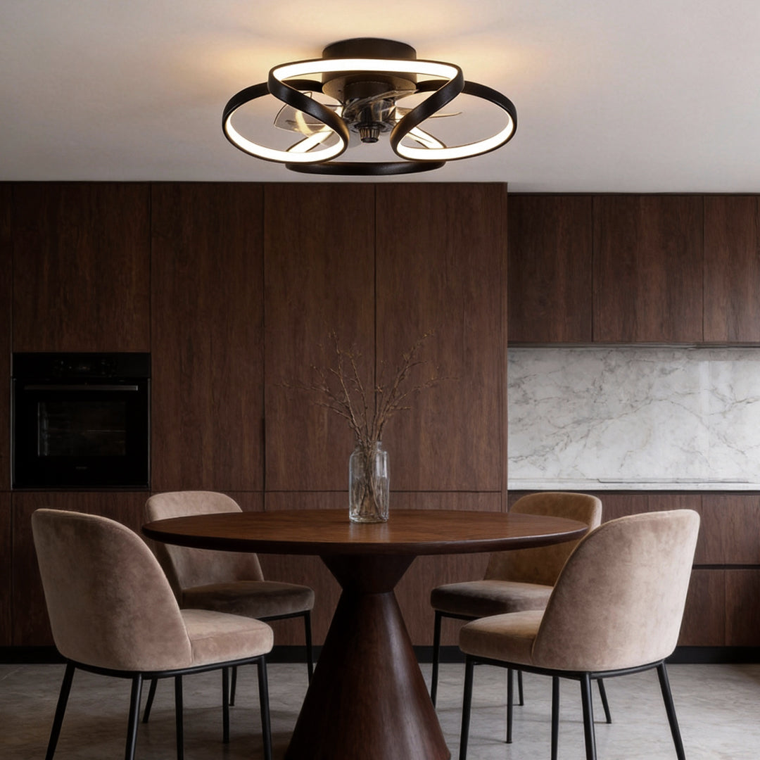 Flower Ceiling Fan with Light Modern LED Recessed Light