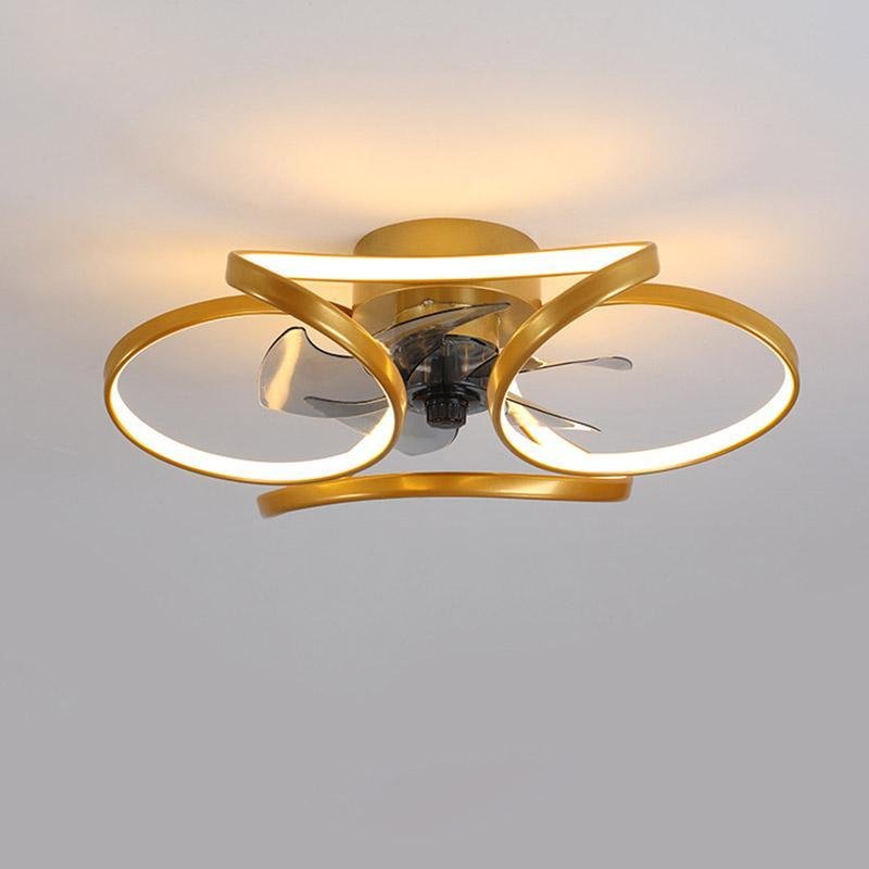 Flower Ceiling Fan with Light Modern LED Recessed Light