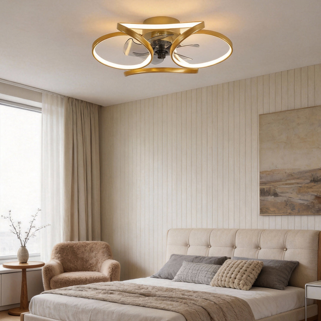 Flower Ceiling Fan with Light Modern LED Recessed Light