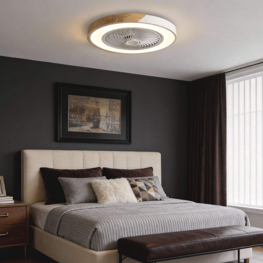 Flush Ceiling Fan with Light and Remote LED Bladeless Light