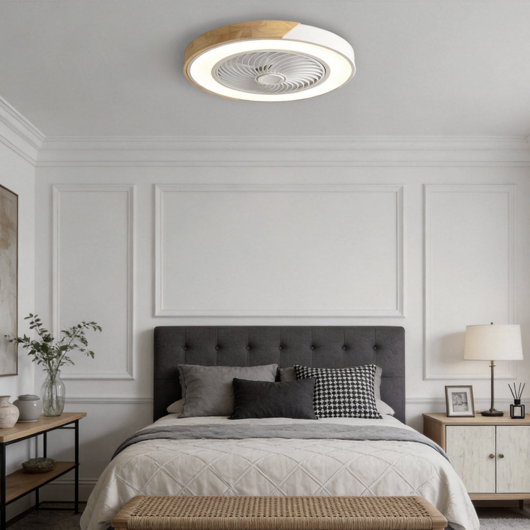 Flush Ceiling Fan with Light and Remote LED Bladeless Light