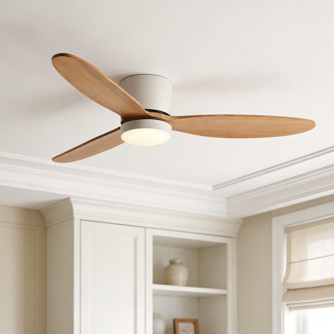 Natural Wood Ceiling Fan with Light Nordic LED Light