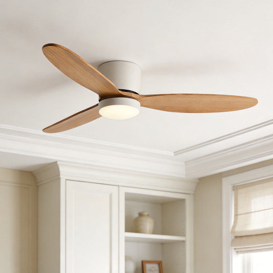 Natural Wood Ceiling Fan with Light Nordic LED Light