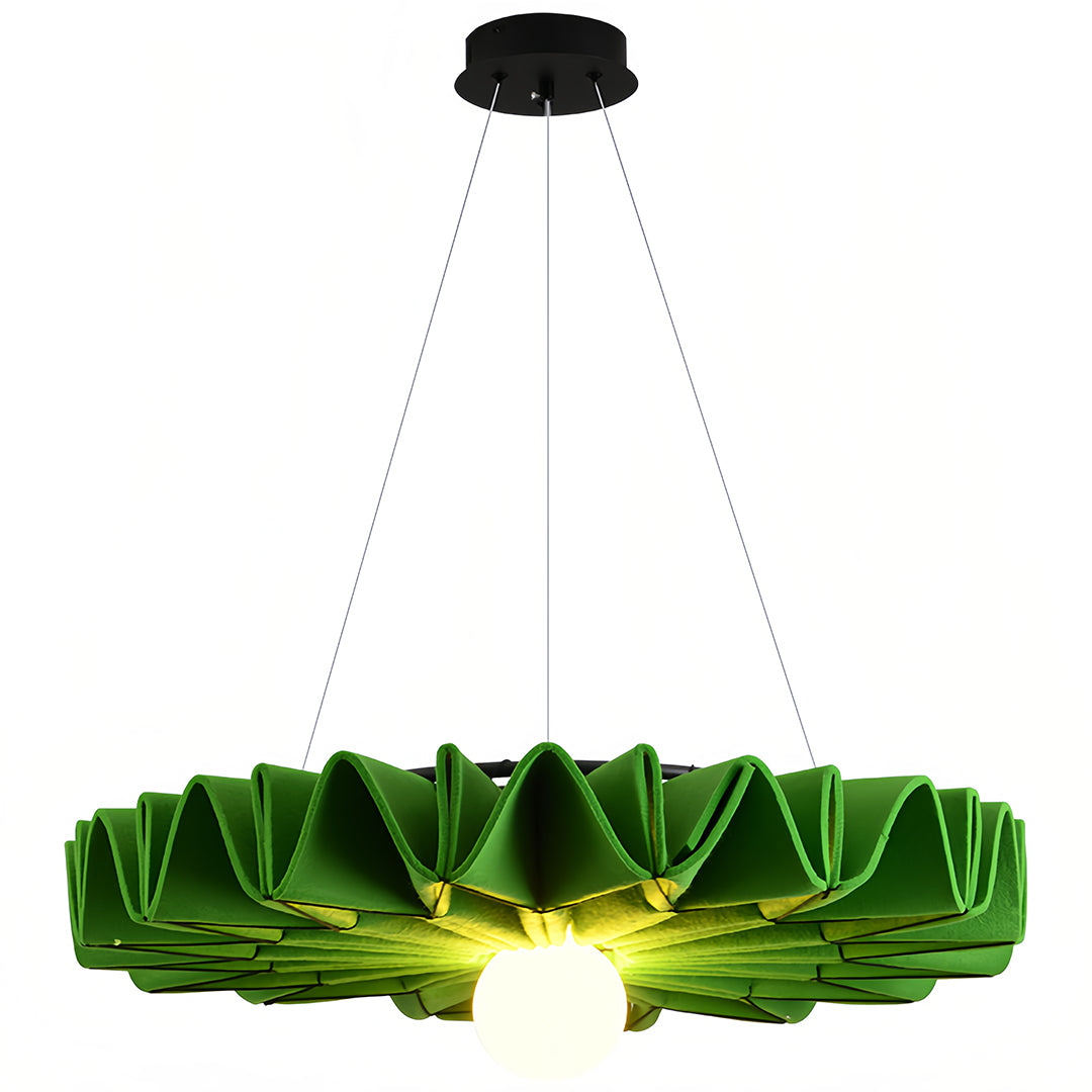 Individual product image of a forest green pleated cloth chandelier design