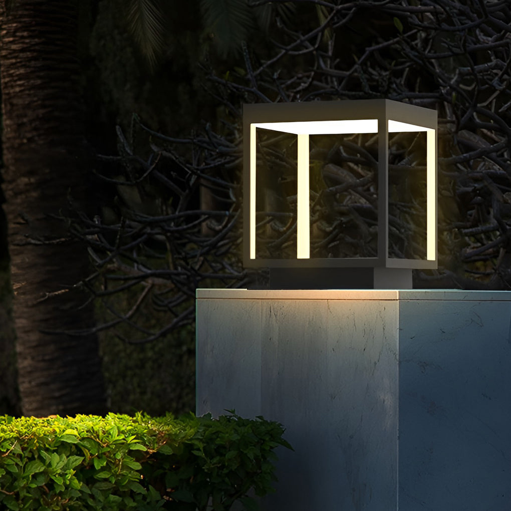 Concrete Pillar Lights Modern Open-Frame Square LED Light