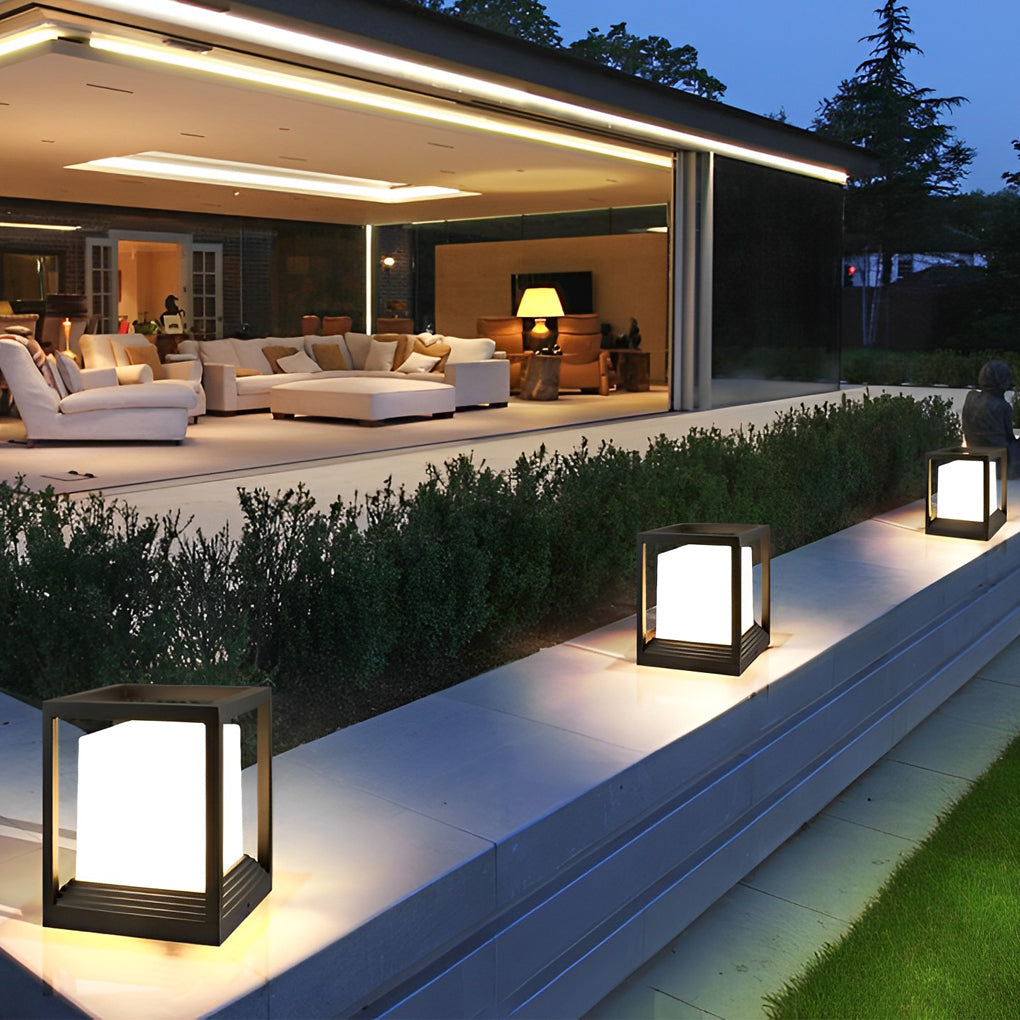 Garden Pedestal Lights Minimalist Square Waterproof LED Light