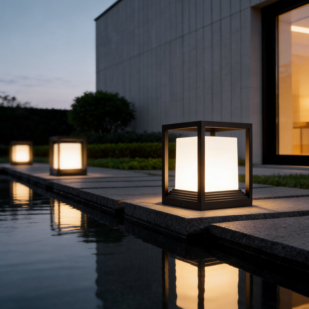 Garden Pedestal Lights Minimalist Square Waterproof LED Light