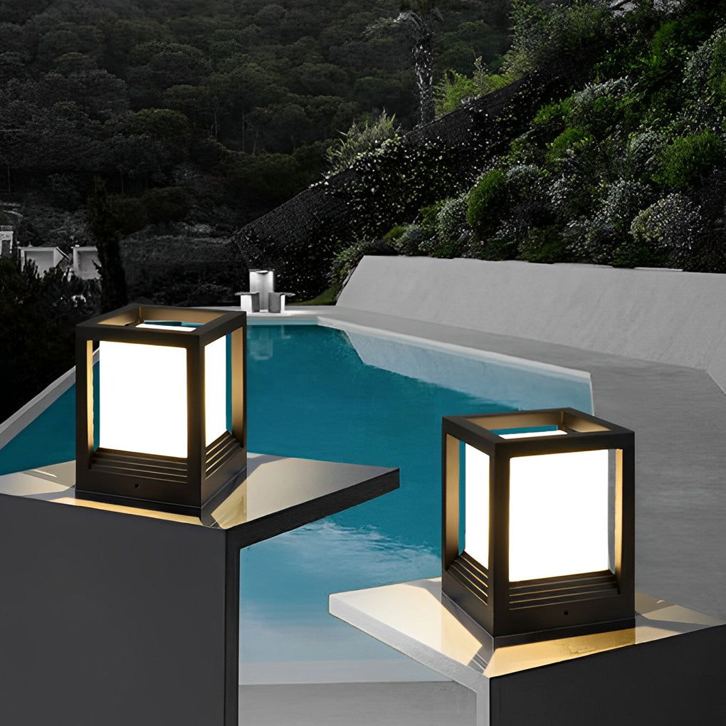 Garden Pedestal Lights Minimalist Square Waterproof LED Light